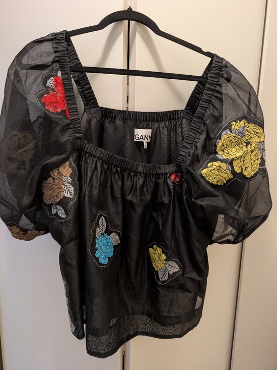 Ganni Tops - Ganni Black Floral Top